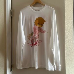 Pink Sweats Rocket Bear White Long Sleeve Pink Planet Graphic T-Shirt.